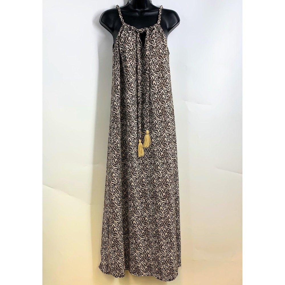 Nourish Leopard Print Sleeveless‎ Maxi Dress with Tie Detail